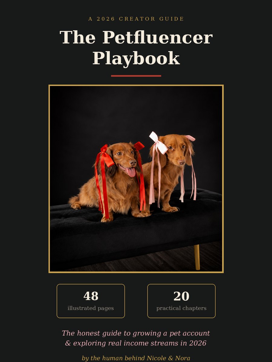 The Petfluencer Playbook 2026 cover with Nicole and Nora